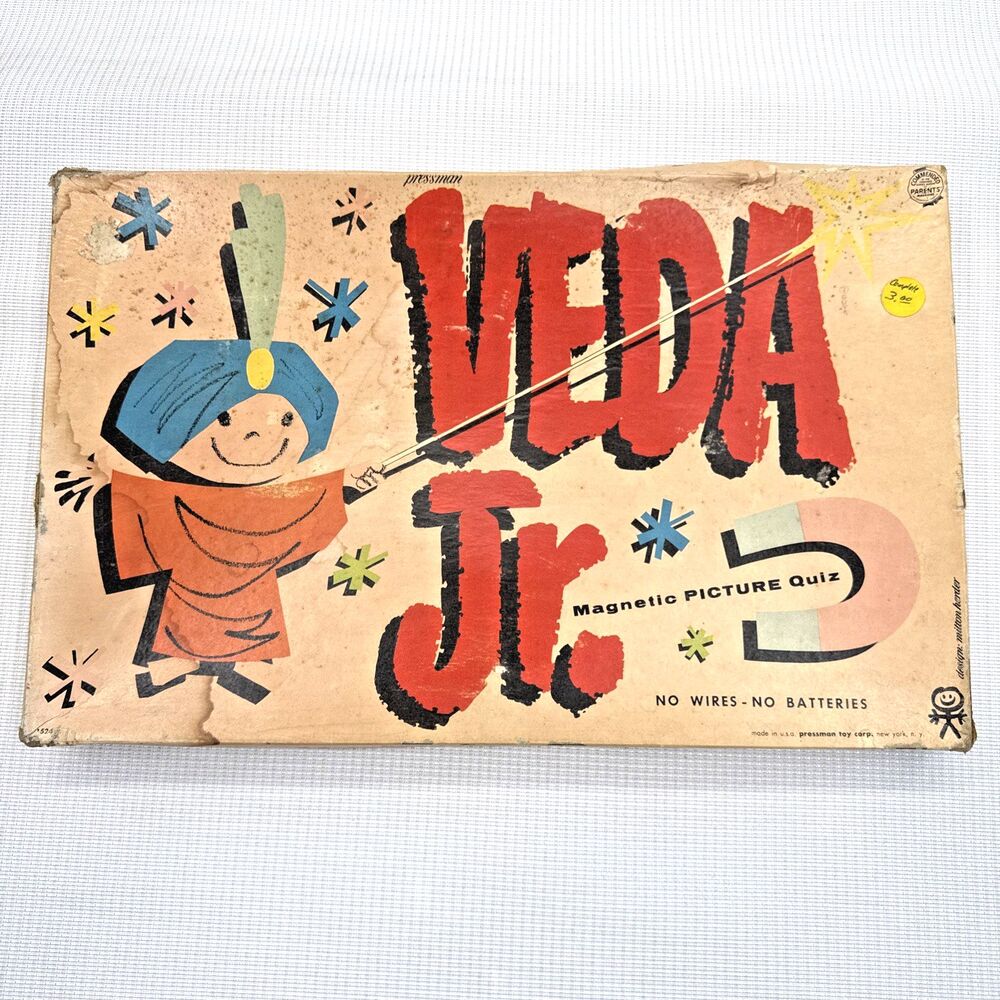 Vintage RARE 1950's Veda Jr. The Magic Answer Man Magnetic Quiz Educational Game